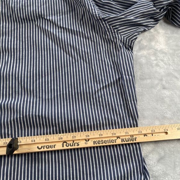 Hugo Boss Dress Shirt Men 16 34/35 Navy Gray Stripe 100% Cotton Enzo Regular Fit - Picture 9 of 16